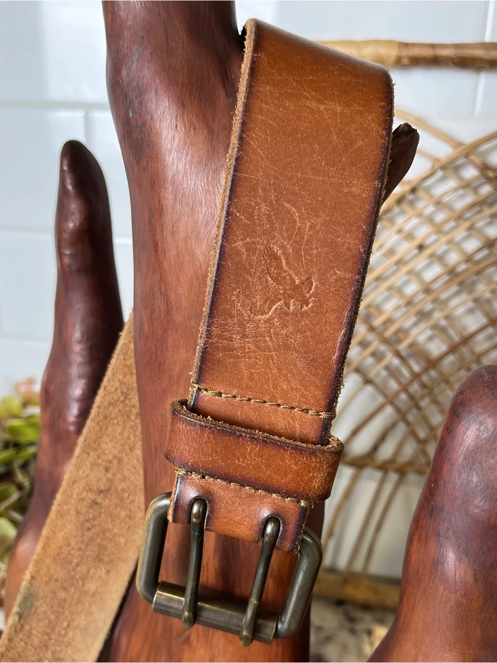 Vintage American Eagle Distressed Tan Belt